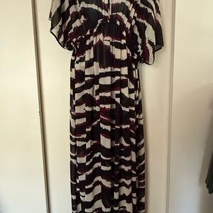 H&M Black, White, and Red Patterned Maxi Dress
